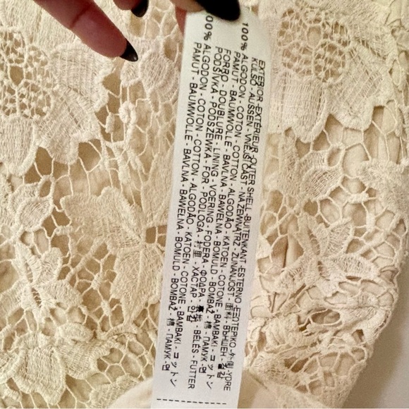 Zara| Cream Lace Open Back Mini Dress Sz M - Picture 8 of 12